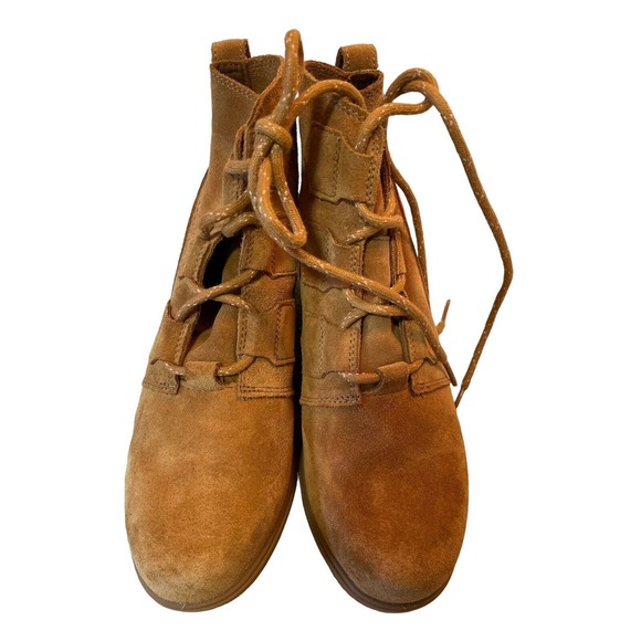 Sorel Women's EVIE Lace Waterproof Booties US 7.5 Camel Brown Ankle Wedge Boot - Picture 3 of 7